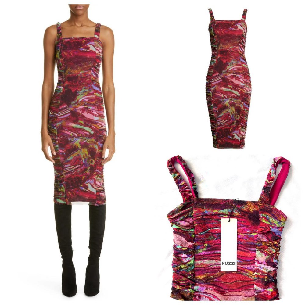 Auc NWT Jean Paul Gaultier Fuzzi Abito Ruched Sleeveless Dress in Vino M